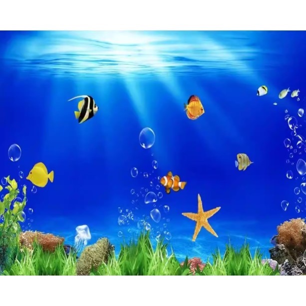 Aquarium Fish World - High Definition 3D Aquarium Background Sticker