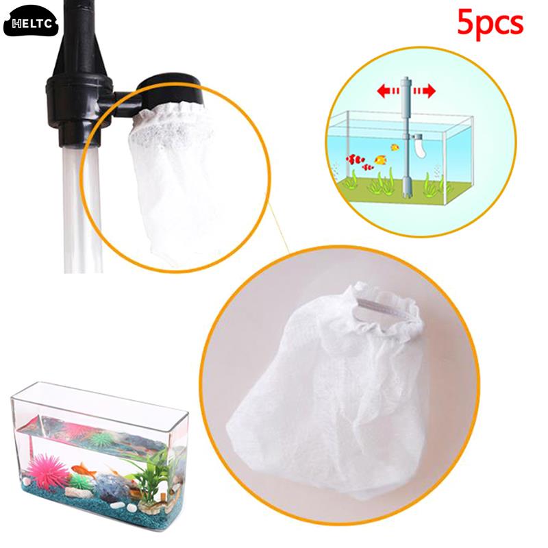Gravel Vacuum Cleaner - 5Pc Aquarium Siphon Filter Bags Fish