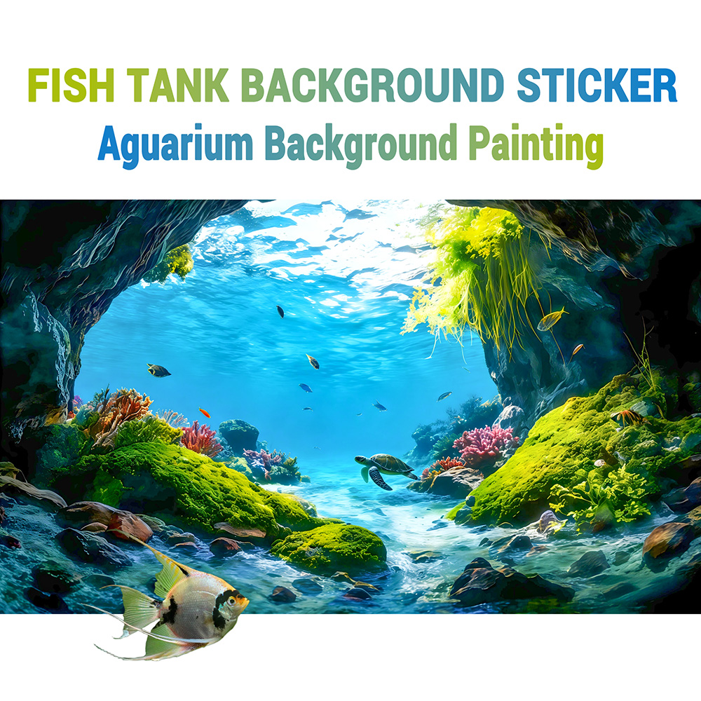Aquarium Fish Paradise - Turtle Cave Paradise，Fish tank background painting，Aquarium