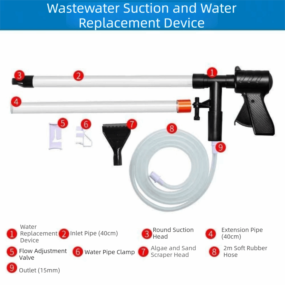 Gravel Vacuum Cleaner - Semi-Automatic Aquarium Water Changer Adjustable Water