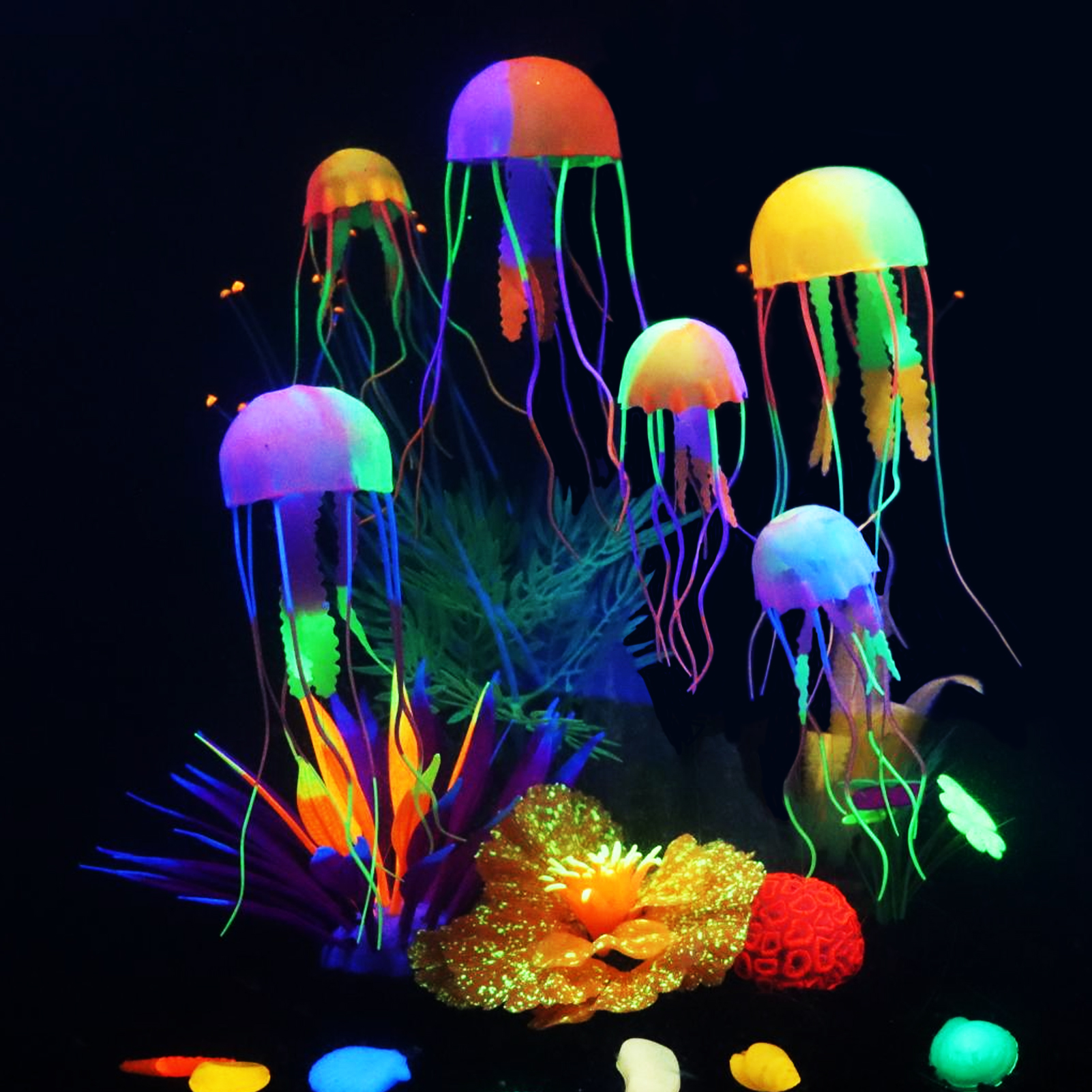 Aquarium Fish Discus - 6 Pieces Colorful Jellyfish Set, 3