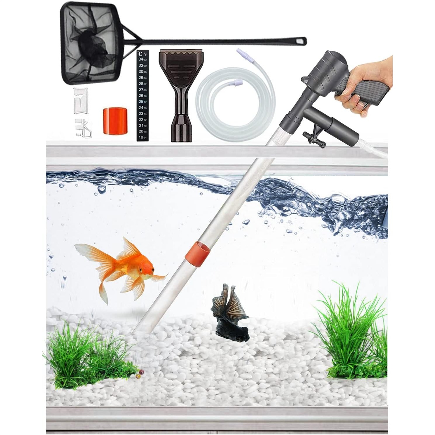 Gravel Vacuum Cleaner - Aquarium Gravel Cleaner Vacuum with Fish