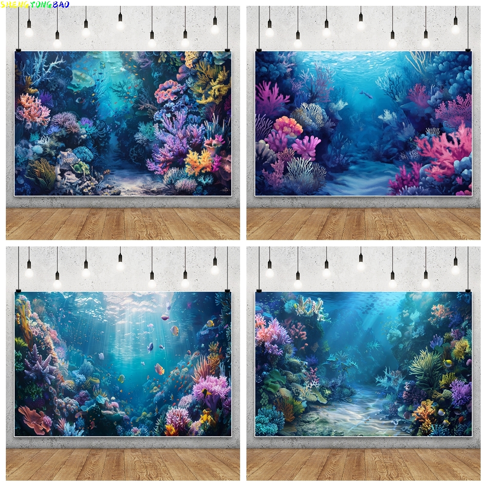 Blue Underwater World Backdrop - đánh giá và giá Aquarium Fish World