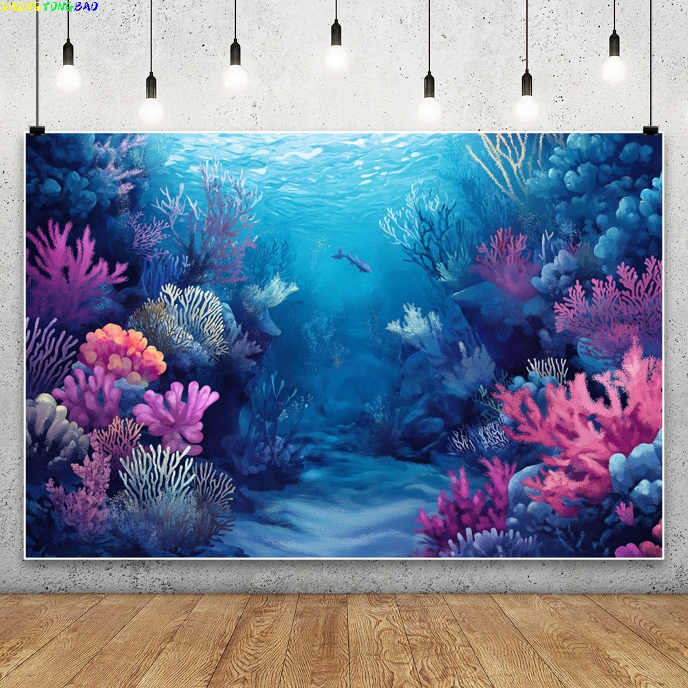 Blue Underwater World Backdrop - đánh giá và giá Aquarium Fish World