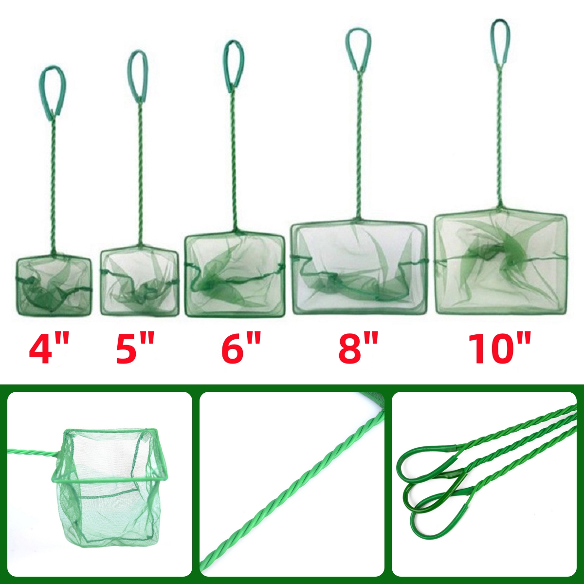 3~10 Inch Portable Nylon Green - đánh giá và giá Aquarium Fish Net Small